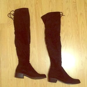 Charles David Black Suede Thigh High Boots